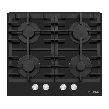 Elba 60cm Black 4 Burner Gas On Glass Hob - T65-450G
