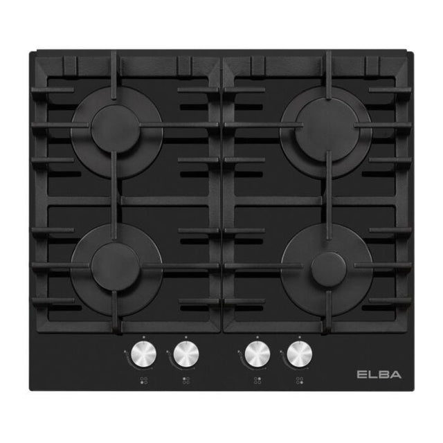 Elba 60cm Black 4 Burner Gas On Glass Hob - T65-450G