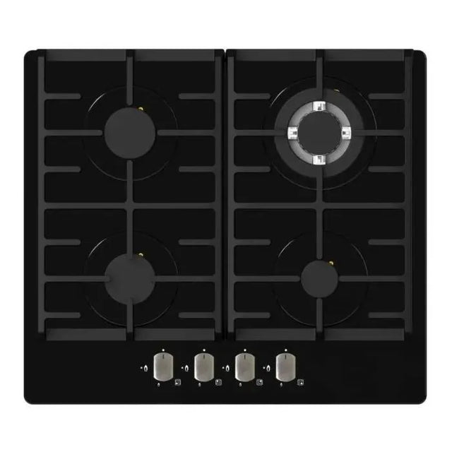 Falco 60cm Black Glass Gas Hob - FAL-BGH-60