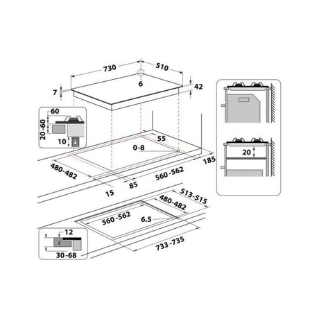 Whirlpool Black 5 Burners Gas Hob - GOA7523/NB1