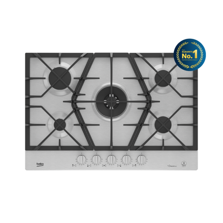 Beko 75cm Gas Hob Stainless Steel Inox - HIAW75226SXE
