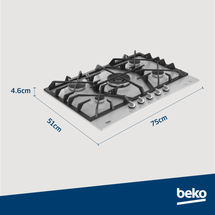 Beko 75cm Gas Hob Stainless Steel Inox - HIAW75226SXE