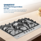 Beko 75cm Gas Hob Stainless Steel Inox - HIAW75226SXE