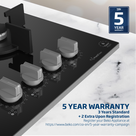 Beko 60cm Black Hob Gas On Glass - MACM11