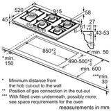 Bosch 90cm Black Series 8 Gas Hob Tempered Glass - PRS9A6H40Z
