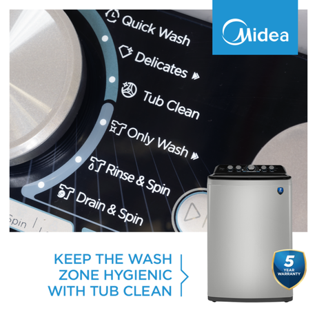 Midea 21kg Silver Top Loader Washing Machine - MA500W210-G