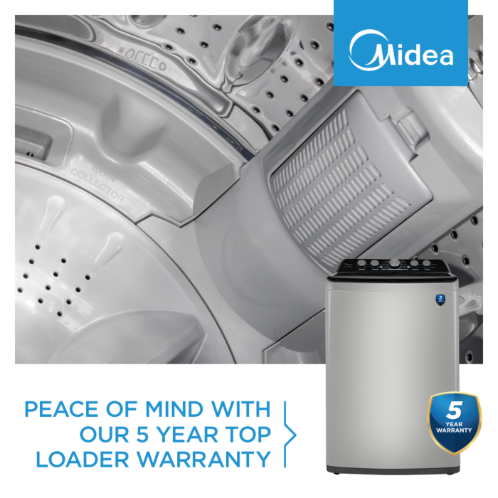 Midea 21kg Silver Top Loader Washing Machine - MA500W210-G