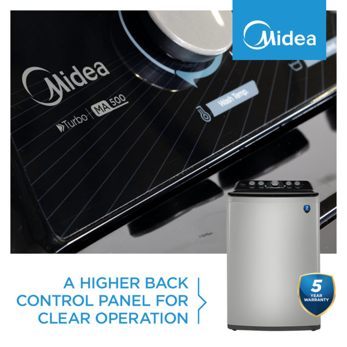 Midea 21kg Silver Top Loader Washing Machine - MA500W210-G
