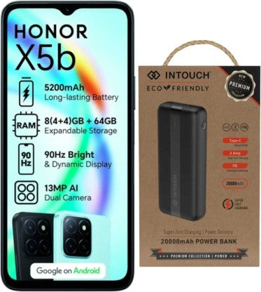 Honor X5b with Intouch 20000 mAh Power Bank Bundle (Midnight Black, 64 GB) (4 GB RAM)