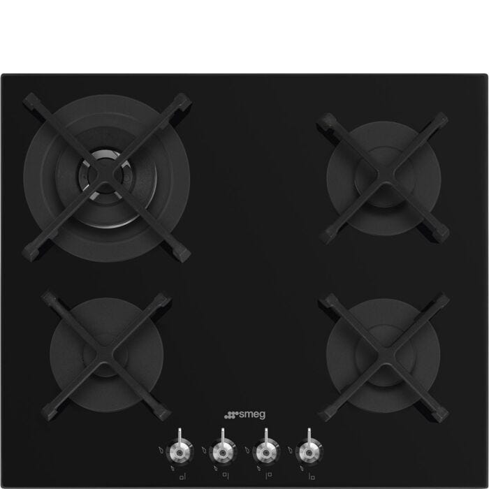 Smeg 60cm Black Glass Gas Hob Classica Aesthetic - PV364NSA2