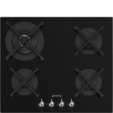 Smeg 60cm Black Glass Gas Hob Classica Aesthetic - PV364NSA2