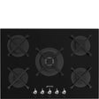 Smeg 70cm Black Hob Gas On Glass Classica Aesthetic - PV375NSA2