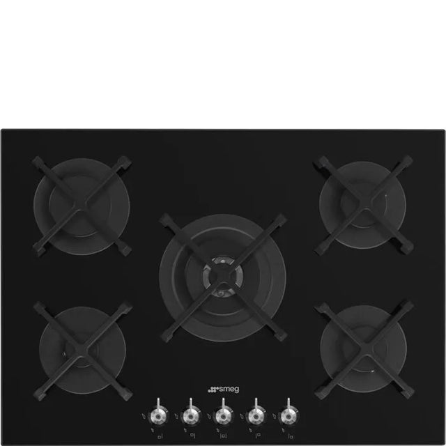 Smeg 70cm Black Hob Gas On Glass Classica Aesthetic - PV375NSA2