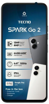 Tecno Spark Go 2 (Ink Black, 64 GB) (3 GB RAM)