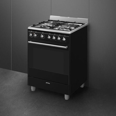 Smeg 60cmx60cm Black Cooker With Gas Hob - SSA60MBL2