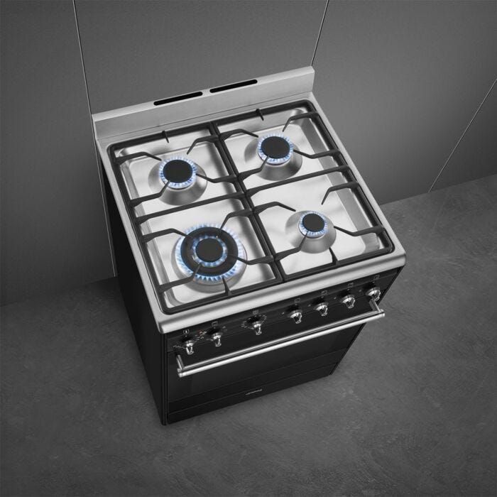 Smeg 60cmx60cm Black Cooker With Gas Hob - SSA60MBL2