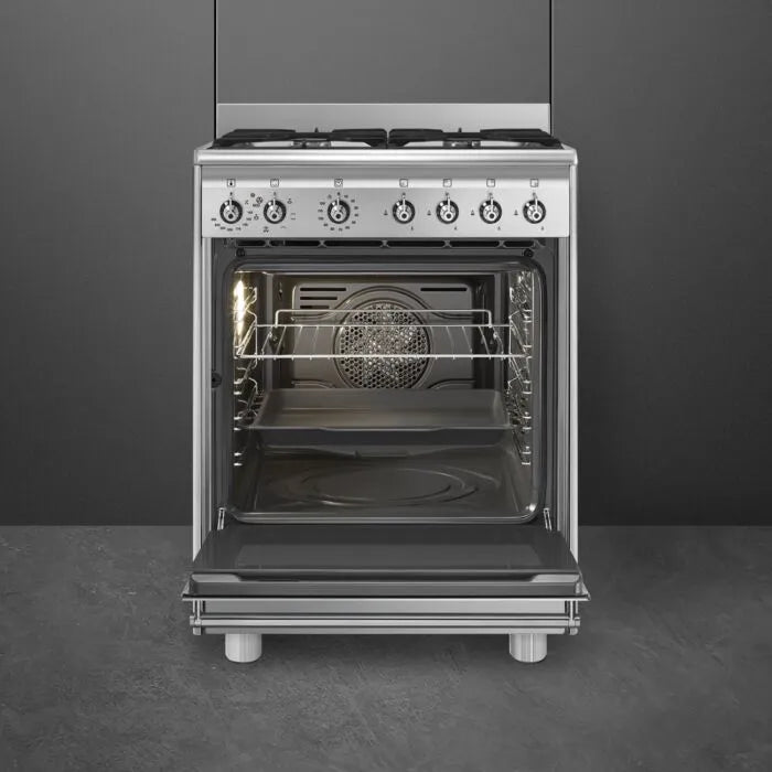 Smeg 60cmx60cm Stainless Steel Cooker With Gas Hob - SSA60MX2