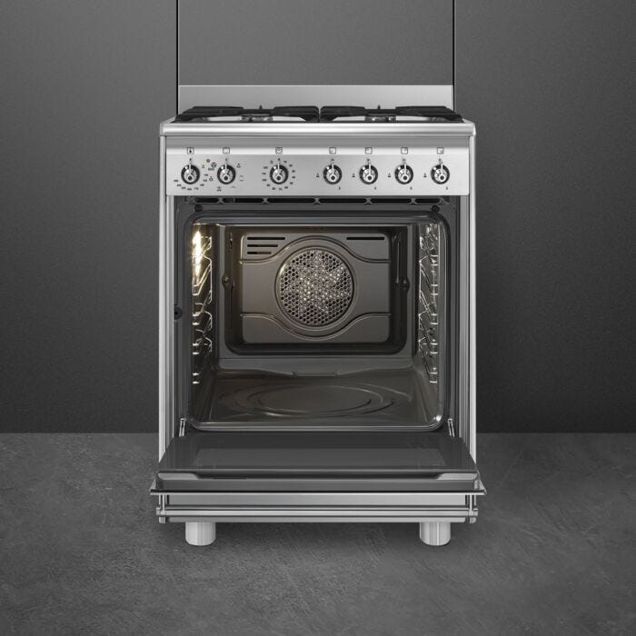 Smeg 60cmx60cm Stainless Steel Cooker With Gas Hob - SSA60MX2