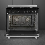 Smeg 90cm Black Cooker With Gas Hob - SSA91GGBL2