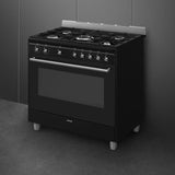 Smeg 90cm Black Cooker With Gas Hob - SSA91GGBL2