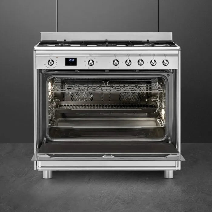 Smeg 90cm Stainless Steel Cooker With Gas Hob - SSA91MAX2