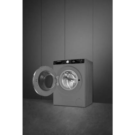 Smeg 10kg Silver Dark Inox Washing Machine Autodose + Steam + Aquajet - WM3T04XSA